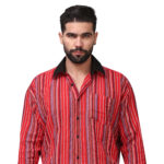 "Korean style red oversized shirt for men – streetwear fashion"