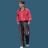"Bold Multi-Check Design Mitrism Oversized Shirt"