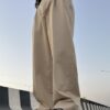 Relaxed fit wide-leg pants in beige for everyday Korean style