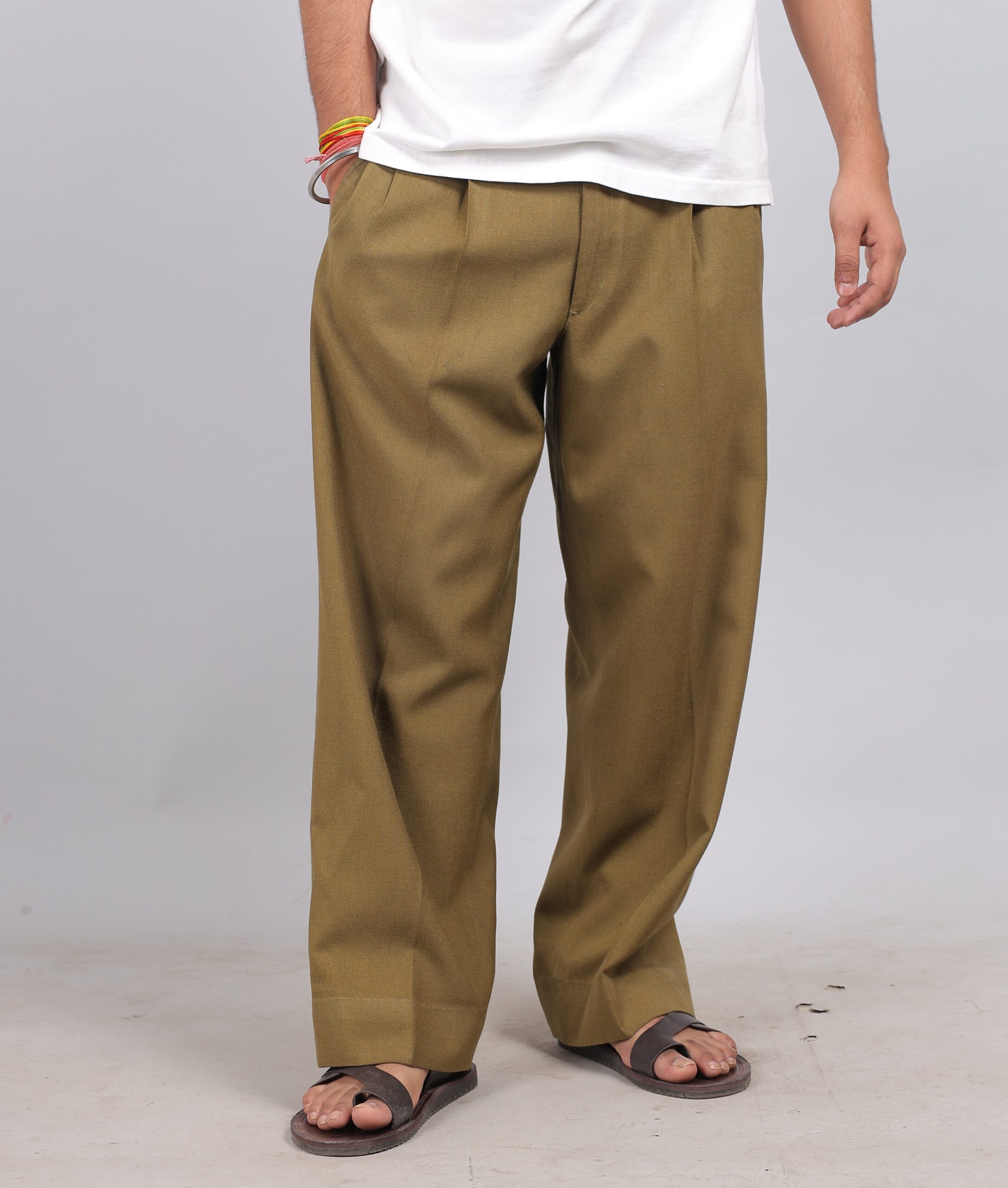 men’s tailored wide leg pants – olive