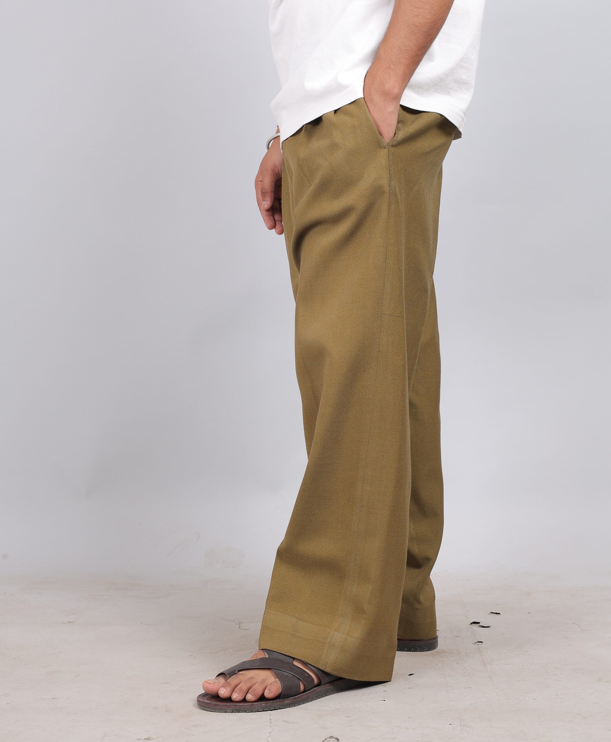 men’s tailored wide leg pants – olive